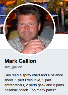 Mark Gallion's professional bio on Twitter